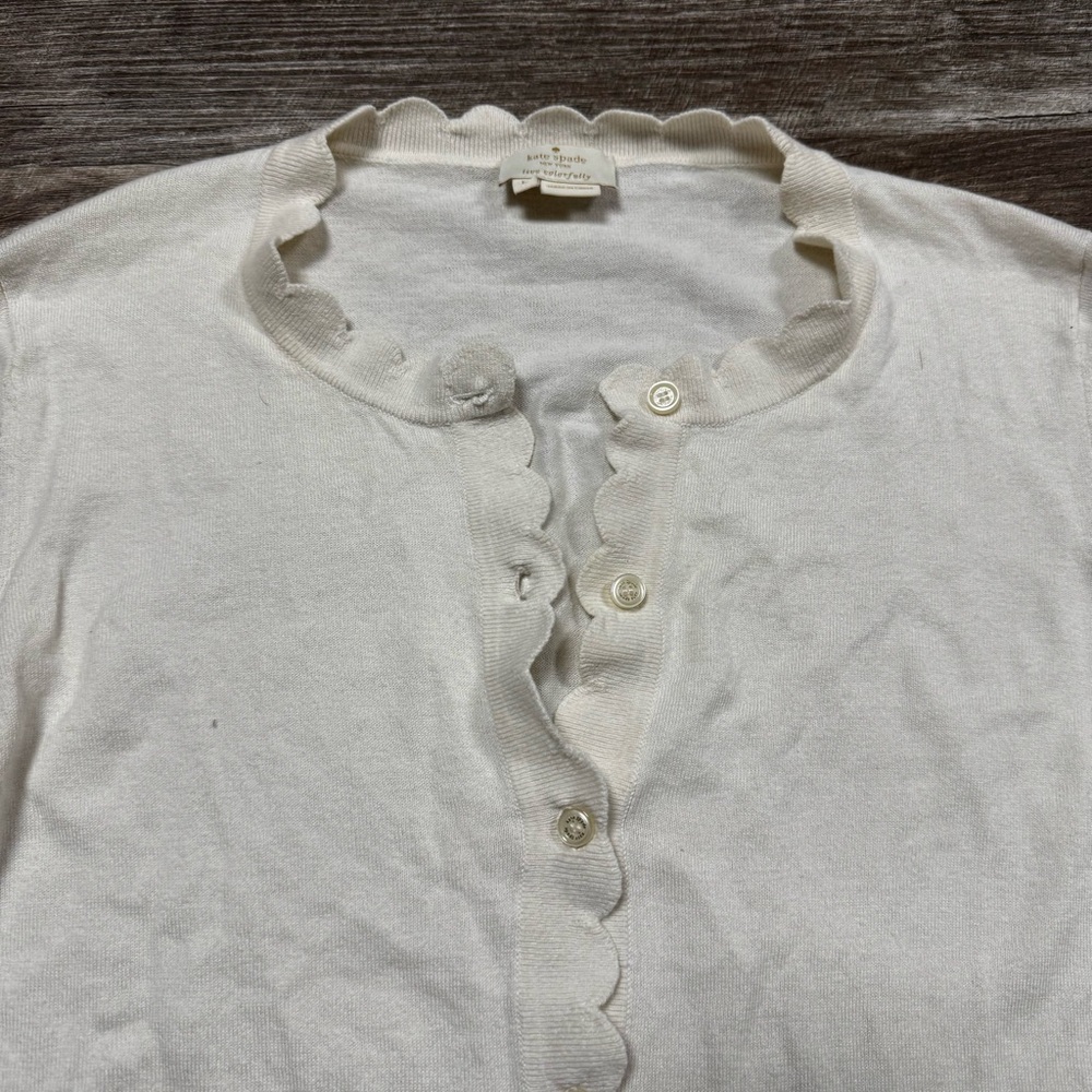Kate Spade New York Scallop Trim Cardigan Size Large - Picture 3 of 8